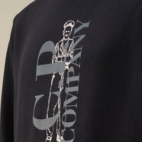 Sweat à col rond bleu nuit logo Garcon CP Company H25