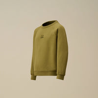 Sweat à col rond kaki logo brodé Garcon CP Company H25