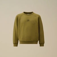 Sweat à col rond kaki logo brodé Garcon CP Company H25