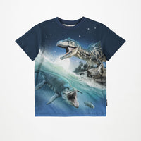 Tee-shirt manches courtes imprimé dinosaures bleu garçon Molo E26