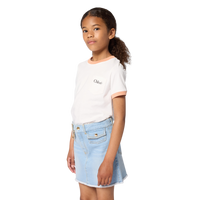 Tee shirt blanc et saumon fille Chloé E26