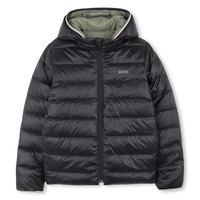 Doudoune réversible à capuche noir et sauge garçon Boss H25