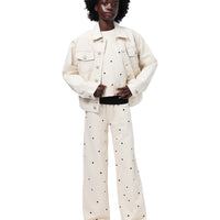 Ensemble de jogging beige imprimé petit coeur noir fille E26