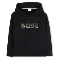 Sweat à capuche noir garçon Boss H25