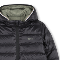 Doudoune réversible à capuche noir et sauge garçon Boss H25
