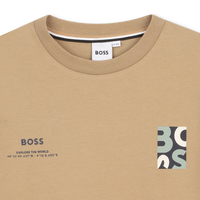 Tee-shirt manches courtes dark taupe à motif garçon BOSS E26