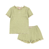 Ensemble tee-shirt et short Roli à paillettes vert fille Konges Slojd E26