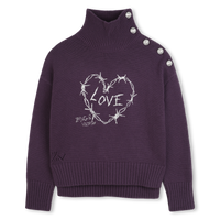 Pull en laine violet chiné col montant fille Zadig & Voltaire H25