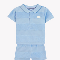 Ensemble court bleu nuage éponge et coton rayure babyboy Tartine et Chocolat E26