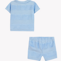Ensemble court bleu nuage éponge et coton rayure babyboy Tartine et Chocolat E26