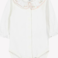 Body coton col volanté fleuri écru babygirl Tartine et Chocolat H26