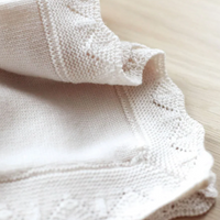 Couverture pointelle en laine merinos écru Tartine et Chocolat