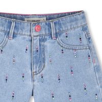 Short en Jean's bleu à clous multicolores fille Billieblush E26