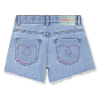 Short en Jean's bleu à clous multicolores fille Billieblush E26
