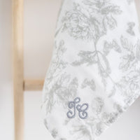 Doudou Augustin le lapin Toile de Jouy grise Tartine et Chocolat