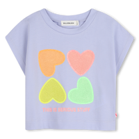 Tee Shirt manches courtes violet à coeur fille Billieblush E26