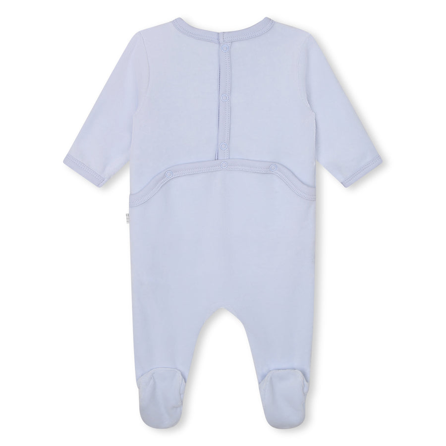 Pyjama dino bleu tendre velours babyboy - Carrément Beau