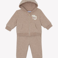 Ensemble jogging moka coton à capuche babyboy Tartine et Chocolat H26