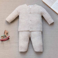 Ensemble long -Beige laine col rond unisexe Tartine et Chocolat H26
