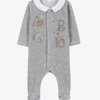 Pyjama velours brodé gris chiné babyboy Tartine et Chocolat