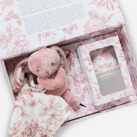 Coffret Doudou et biberon toile de Jouy rose Elhée x Tartine et Chocolat