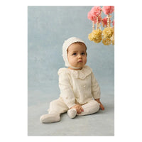 Ensemble cardigan, pantalon et béguin crème babygirl Louise Misha H26