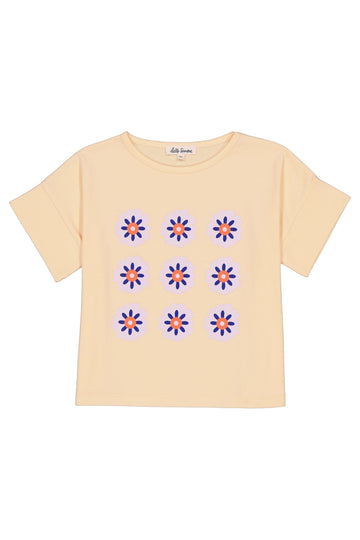Tee shirt fleurs apricot Fille Hello Simone E24