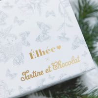 Coffret Doudou et biberon toile de Jouy grise Elhée x Tartine et Chocolat