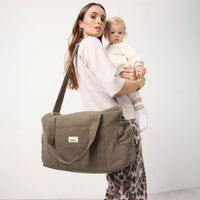 Sac à langer 24/48h - "Effet lin" kaki - Bebel