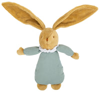 Doudou Lapin musical vert céladon en coton Bio Trousselier
