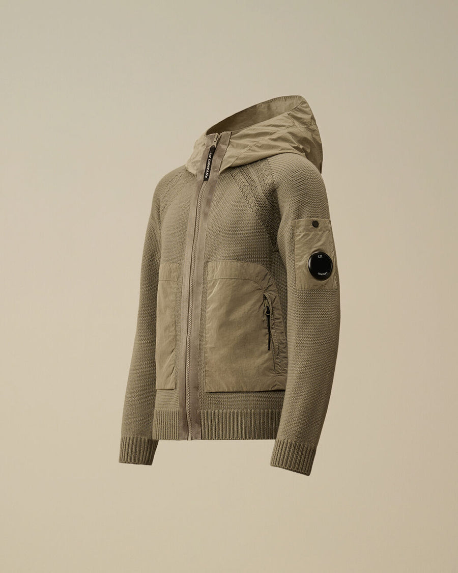 Gilet à capuche zippé en laine mérinos mélangée Garcon CP Company H25