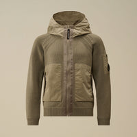 Gilet à capuche zippé en laine mérinos mélangée Garcon CP Company H25