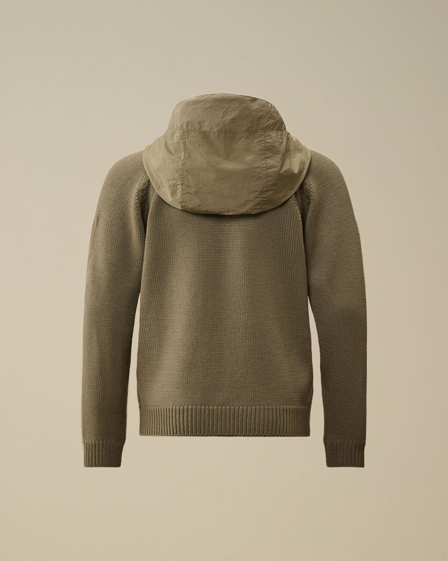 Gilet à capuche zippé en laine mérinos mélangée Garcon CP Company H25