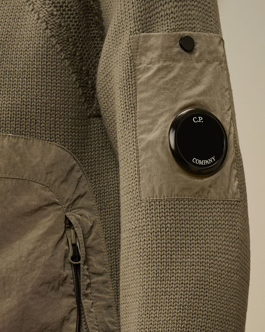 Gilet à capuche zippé en laine mérinos mélangée Garcon CP Company H25