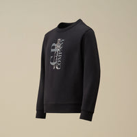 Sweat à col rond bleu nuit logo Garcon CP Company H25