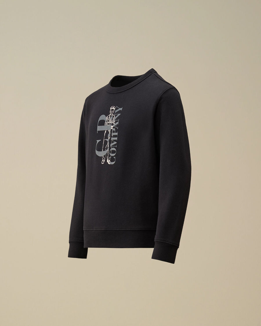 Sweat à col rond bleu nuit logo Garcon CP Company H25