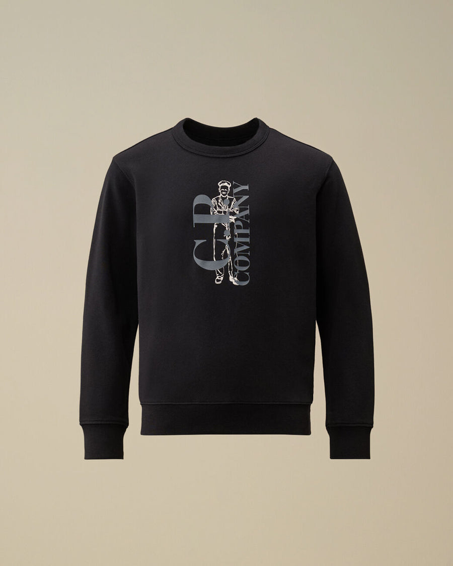 Sweat à col rond bleu nuit logo Garcon CP Company H25