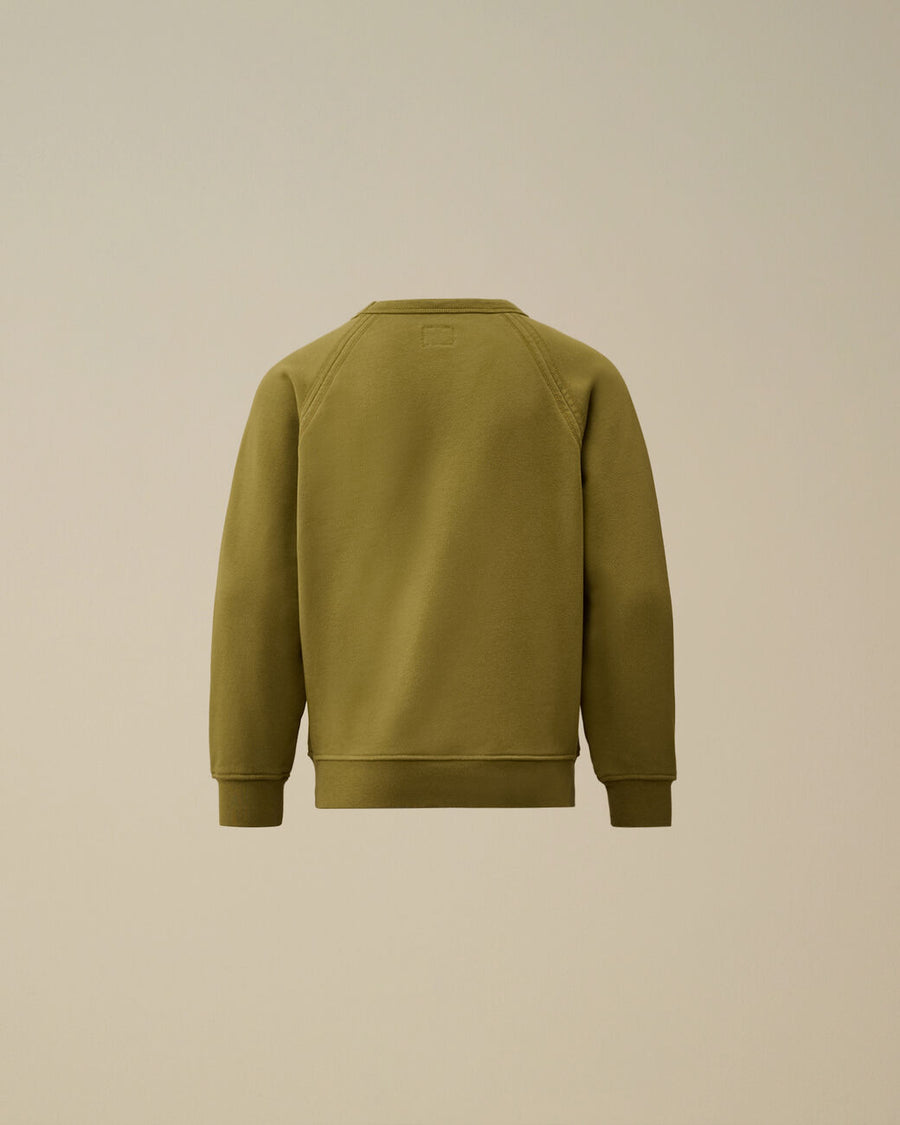 Sweat à col rond kaki logo brodé Garcon CP Company H25