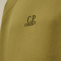 Sweat à col rond kaki logo brodé Garcon CP Company H25