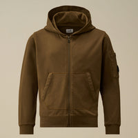 Sweat à capuche zippé Ivy Green Garçon CP Company E26