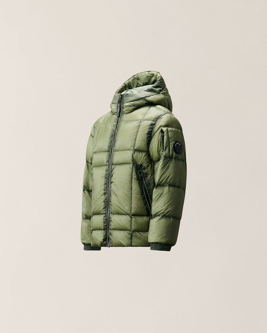 Doudoune à capuche matelassé agave vert  CP Company H26