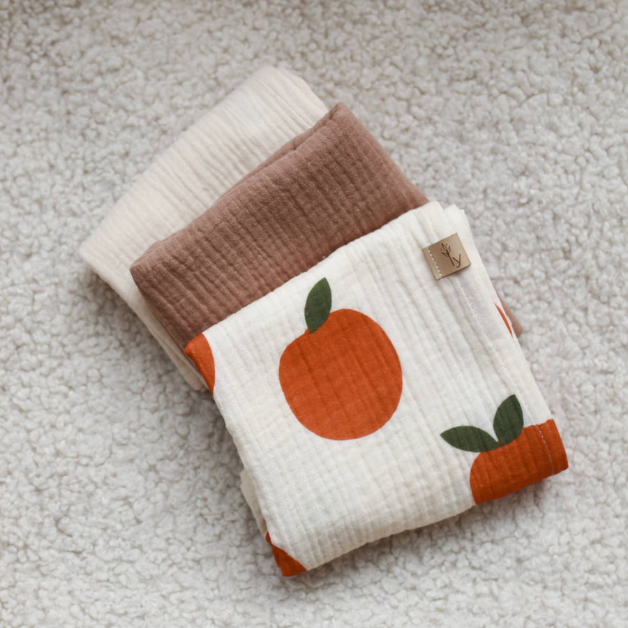 Lot de 3 langes en mousseline unisexe - Scandi Orange