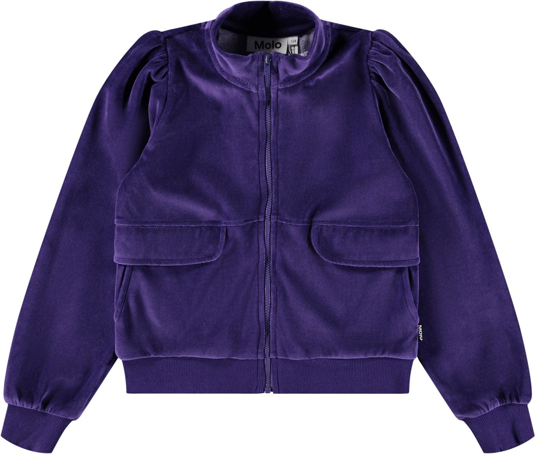 Veste zipée velours violet fille Molo H25