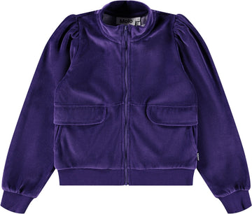 Veste zipée velours violet fille Molo H25