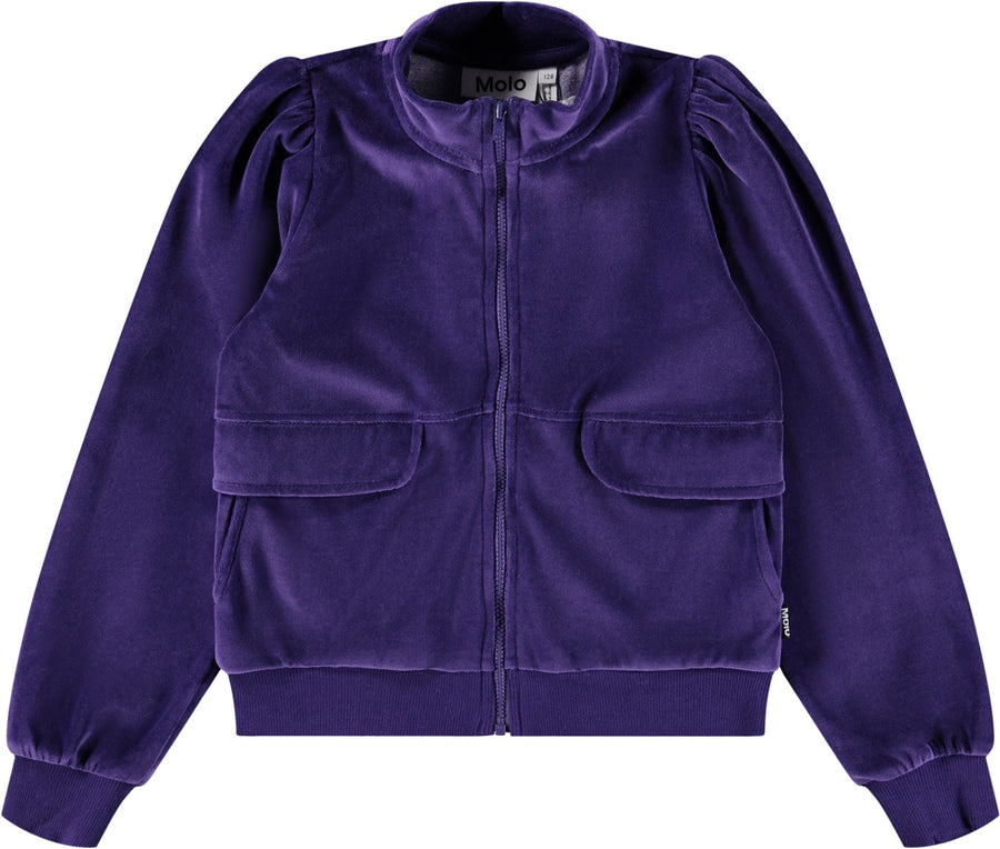 Veste zipée velours violet fille Molo H25