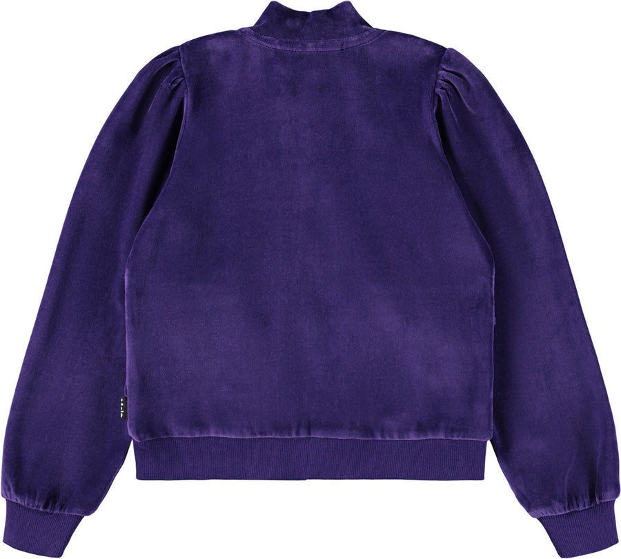 Veste zipée velours violet fille Molo H25