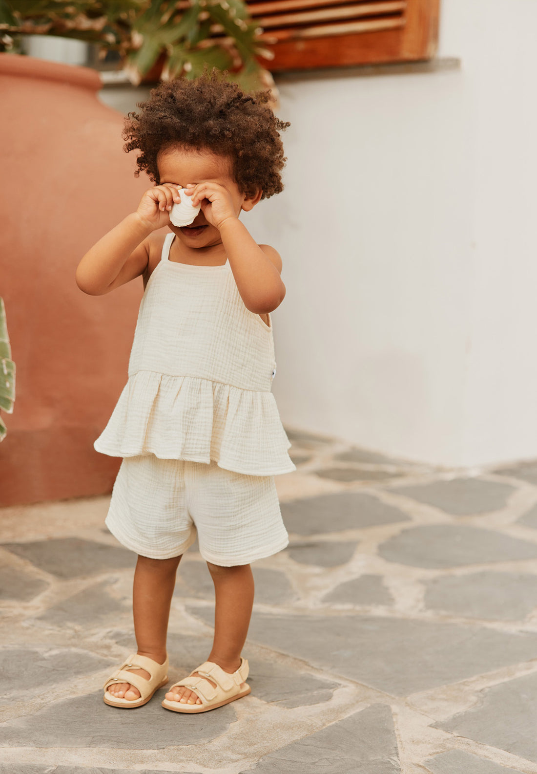 Ensemble débardeur et short en coton blanc babygirl Molo E26