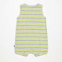 Combinaison courte en éponge à rayures vert et bleu babyboy Molo E26