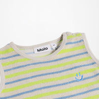 Combinaison courte en éponge à rayures vert et bleu babyboy Molo E26
