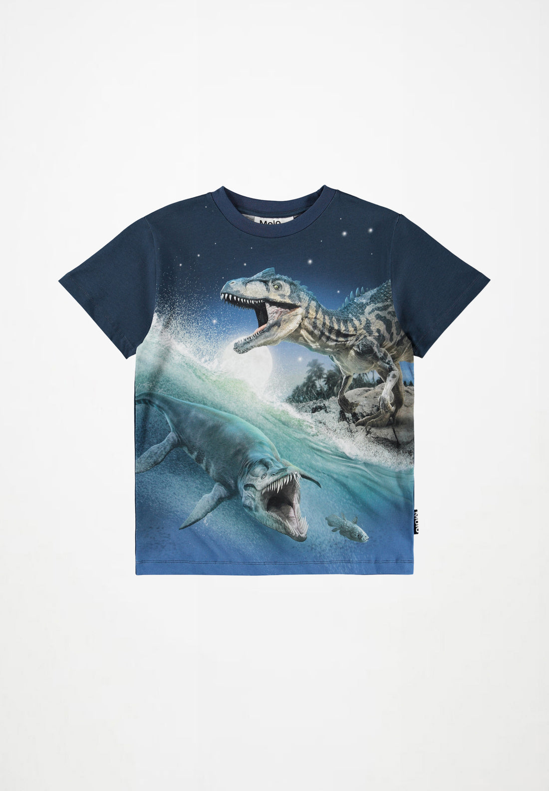 Tee-shirt manches courtes imprimé dinosaures bleu garçon Molo E26